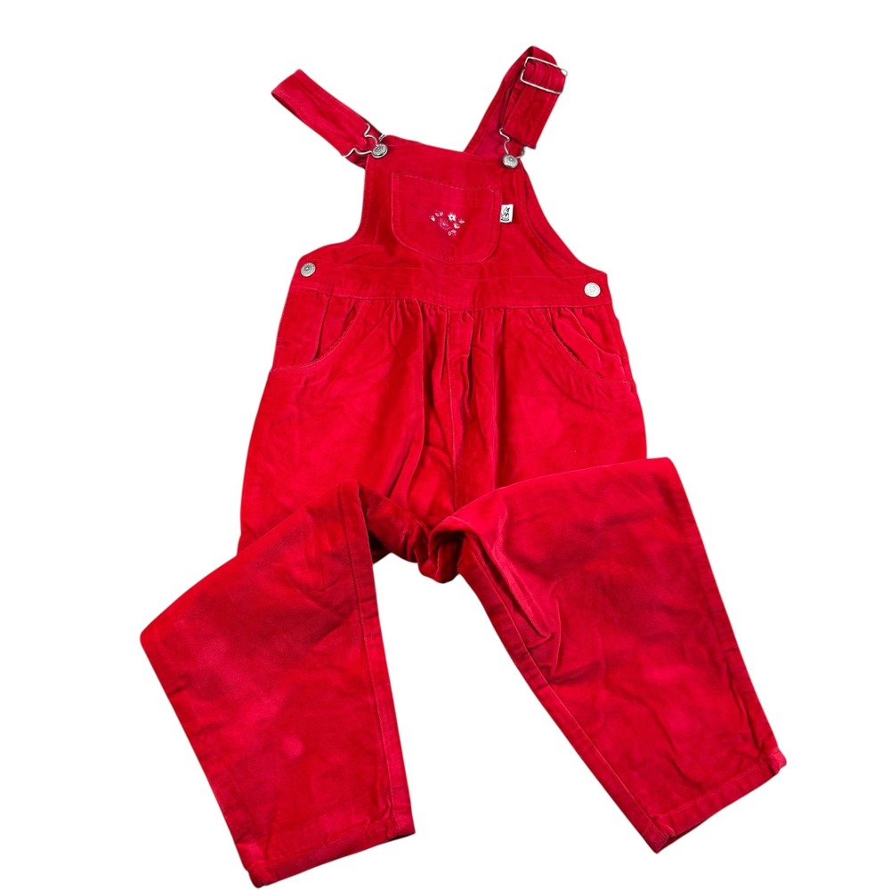 VTG Sprockets 5T Red velvet like‎ Overalls Girl soft 80's EUC coveralls Rare!